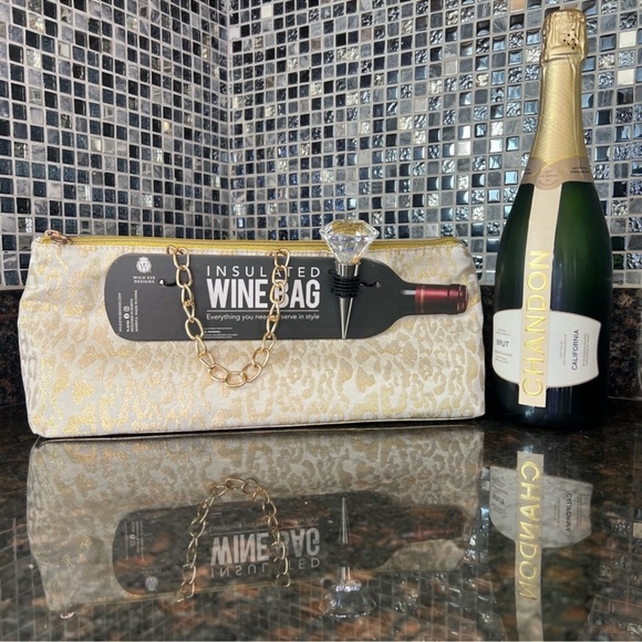Handbags - Gold Insulated Wine Bag with Chain